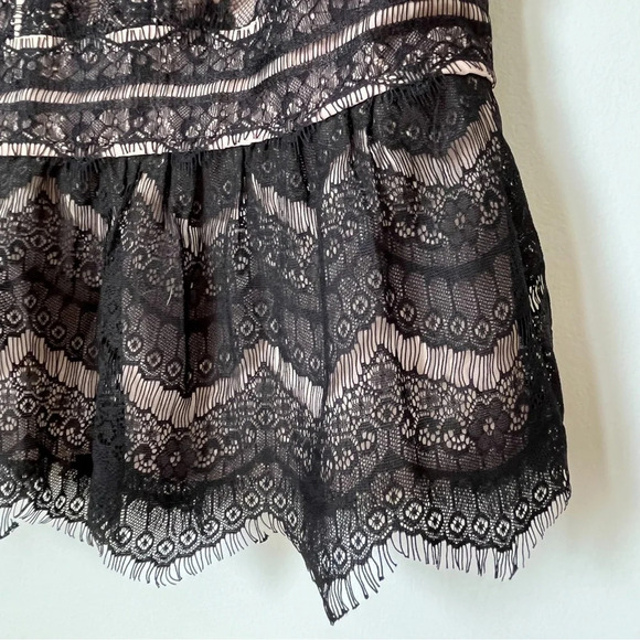 NWOT Ann Taylor Loft Lace Peplum Sleeveless Top XS Petite Black Cream/Blush Pink - Picture 4 of 12